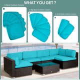 Outdoor 14pc Patio Rattan Sofa Set Cushion Polyester Cover Replacement Set - No Cushion Included