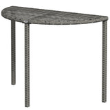 Table d'appoint demi-ronde table à café en rotin PE avec cadre métallique pour patio