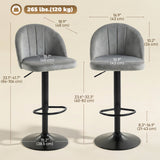 Bar Stools Set of 2, Swivel Counter Height Barstools with Footrest