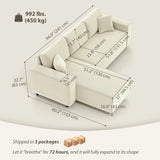 Corner Sofa with Changeable Chaise, 2 Pillows