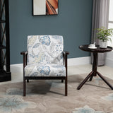 Fauteuil d'appoint Mid-Century Modern Fauteuil rétro en tissu avec accoudoirs en bois et rembourrage pour salon