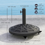 46lbs Resin Round Patio Umbrella Base with Wheels, Umbrella Stand Base