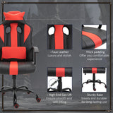 Chaise de bureau pivotante en similicuir, style course, dossier haut, avec support lombaire et coussin pour le gaming ou le travail