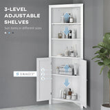 Tall Bathroom Storage Cabinet, Corner Cabinet with Doors, Linen Cabinet with Doors and 3-Tier Shelves