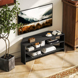 Meuble TV d'angle, table TV moderne avec 2 tablettes ouvertes pour téléviseur 47 pouces