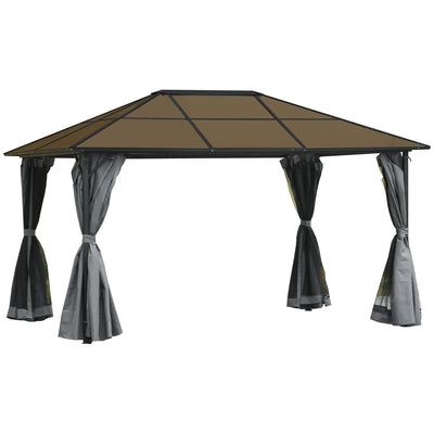 10' x 13' Hardtop Gazebo Aluminum Framed Marquee Party Tent Shelter with Mesh Curtains & Side Walls - Grey