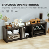 TV Stand with LED Lights, Modern Entertainment Center with Adjustable Glass Shelves, for TVs up to 70 Inch