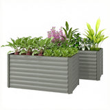 Set of 2 Galvanized Metal Planters for Outdoor Plants, 4' x 2' x 2' Raised Garden Bed