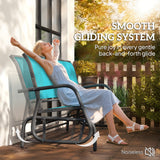 3-Seat Outdoor Glider Chair, Patio Rocking Chair, Steel Frame, Sling Fabric Seat for Garden