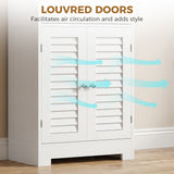 Freestanding Bathroom Cabinet with Glass/Louvred Doors, Tall Bathroom Cabinet for Kitchen