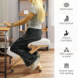 Ergonomic Kneeling Chair, Posture Chair with Rubberwood Frame