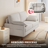 3 Seater Sofa, Velvet Upholstered Couch with Spring Cushions, Rubber Wood Legs and 2 Pillows