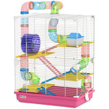 5 Tiers Hamster Cage Portable with Exercise Wheels Play Tube Water Bottle Dishes House Ladder for Gerbils
