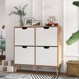 Meuble à chaussures avec 4 tiroirs basculants et étagère réglable, armoire à chaussures pour 8 à 16 paires de chaussures