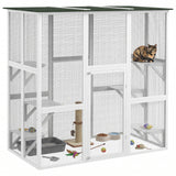 Large Outdoor Catio Enclosure, Wooden Cat Patio Cage with 6 Balanced Platforms, 71