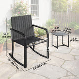 Ensemble de bistro berçant 3 pièces, mobilier de patio extérieur avec coussins
