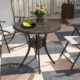 30-inch Round Patio Dining Table with Umbrella Hole Cast Aluminium Outdoor Bistro Table