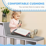 Multi-Purpose Bookshelf with 5 Cubes, 5-Cubby Bookcase with Cushioned Reading Nook and Storage Shelves