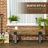Outdoor Bench, Garden Bench with Metal Legs, Rustic Wood Effect Concrete
