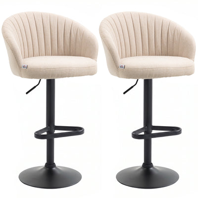 Bar Stools Set of 2, Swivel Counter Height Barstools with Back, Footrest, Adjustable Height