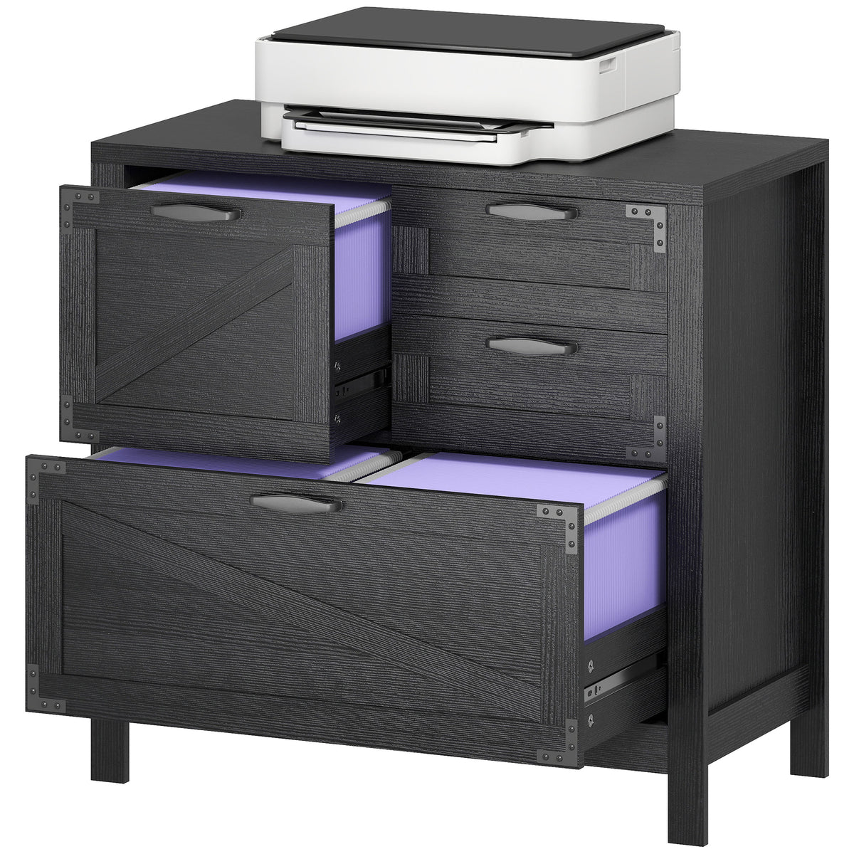 Lateral Filing Cabinet, Farmhouse File Cabinet with 4 Drawers, Fit Letter/A4/Legal Hanging Files