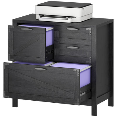Lateral Filing Cabinet, Farmhouse File Cabinet with 4 Drawers, Fit Letter/A4/Legal Hanging Files