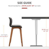 Modern Bar Stools Set of 2, Counter Height Bar Chair with PU Leather Wooden Frame Padding Seats for Dining Room Home Bar
