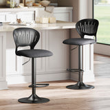 Bar Stools Set of 2, Modern Swivel Counter Height Barstools with Footrest and Hollow Backrest
