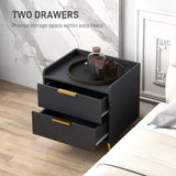 Bedside Table, Nightstand with 2 Drawers, Side End Table with Metal Legs for Bedroom