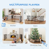 Dog Safety Gate 8-Panel Playpen Fireplace Christmas Tree Steel Fence Stair Barrier Room Divider