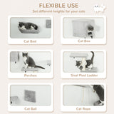 Ensemble de 7 tablettes murales pour chats, lit et balle