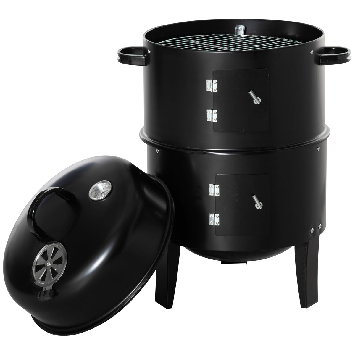 3-in-1 Vertical Charcoal BBQ Smoker, 16