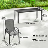 9 Pieces Patio Set with Stackable Chairs, Patio Dining Set with Glass Top for Garden