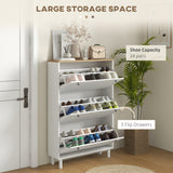 Meuble de rangement pour chaussures avec 3 tiroirs basculants et étagères réglables, Armoire à chaussures d'entrée pour 24 paires de chaussures