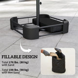 Garden Parasol Base 176 lbs Sand Filled Heavy Duty Stand for Cantilever Umbrellas and 1.89