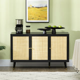 Kitchen Sideboard Cabinet, Boho Storage Cabinet with Shelves, Wood Legs
