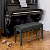 Tabouret de piano classique, siège de clavier rembourré en cuir PU avec pieds en bois d'hévéa et compartiment de rangement pour partitions