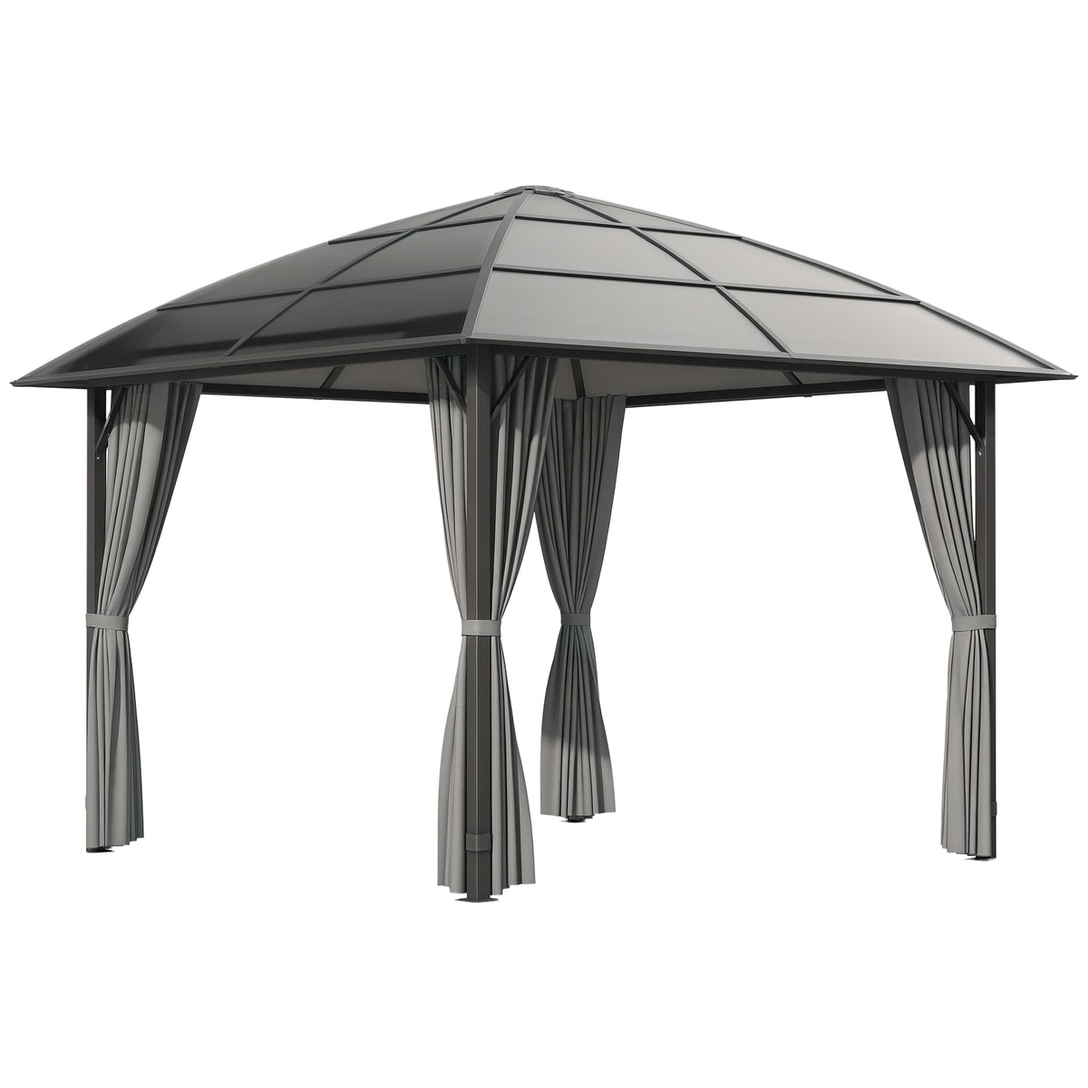 10' x 10' Outdoor Hardtop Gazebo Canopy with UV60+ Polycarbonate Roof, Steel Frame