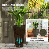 Tall Planter for Outdoor Plants Set of 3, 28 Inch Taper Planter with Drainage Holes
