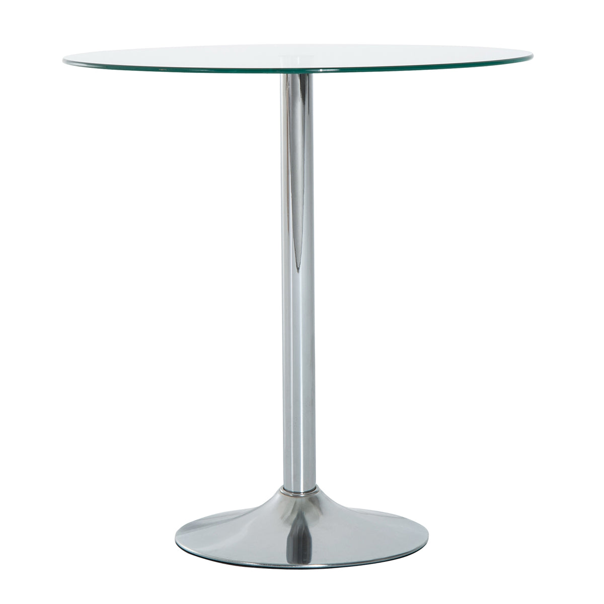 Round Dining Table, Modern Pub Table with Tempered Glass Top, Galvanized Metal Base, Small Dining Table