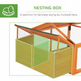 Poulailler grand parc à poules 95 po L avec nid, toit en bois, porte latérale pour extérieur, 4–8 poules