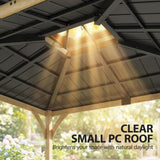 12' x 14' Hardtop Gazebo Canopy with Galvanized Steel Roof, Wood Frame