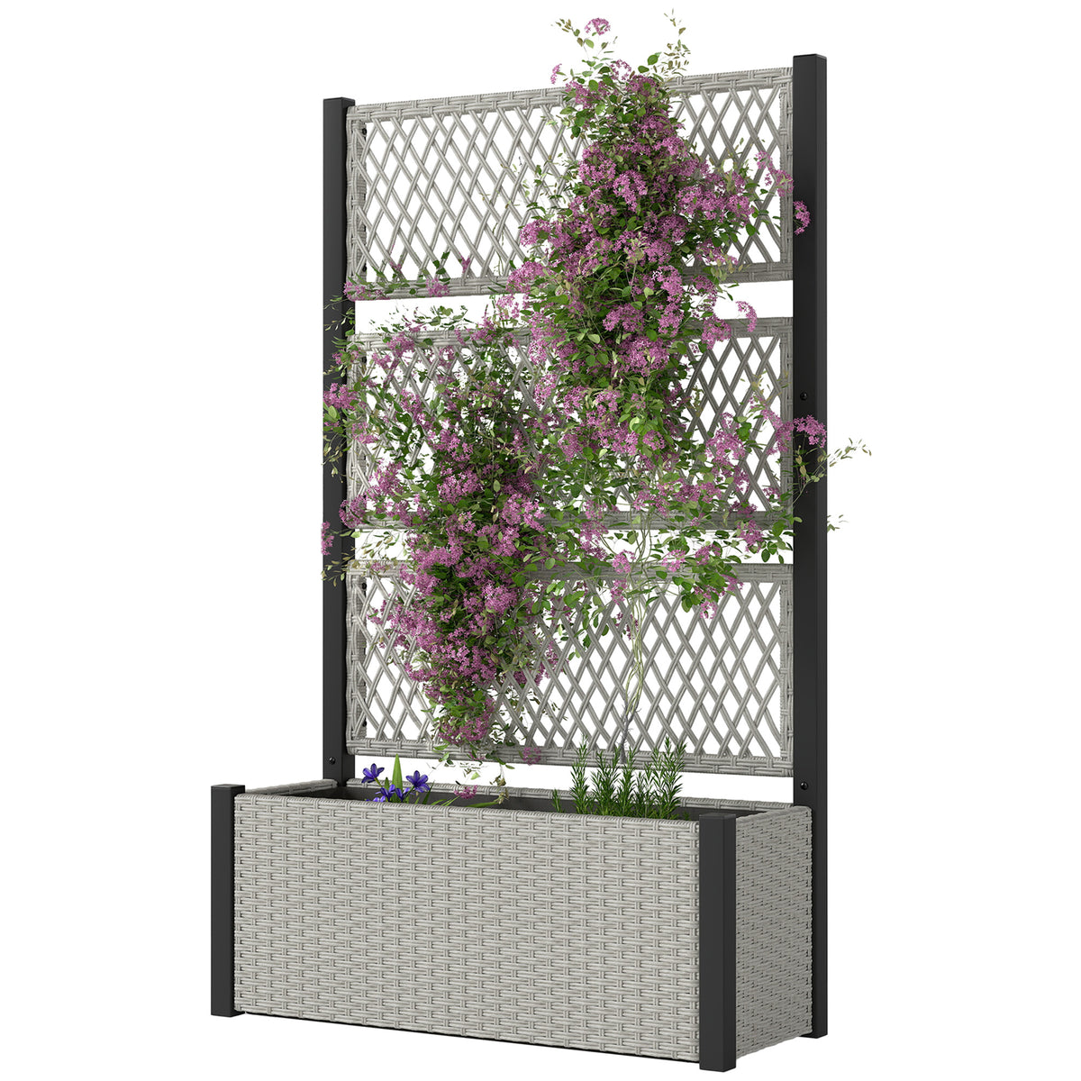 Wicker Outdoor Planter with Trellis, 58