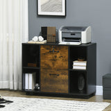 Lateral Filing Cabinet with Wheels and Lockable Drawer, Mobile Printer Stand with Open Shelves for Letter and A4 Size Documents for Home Office