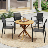 Stackable Patio Chairs Set of 4, Outdoor Dining Chairs with 20
