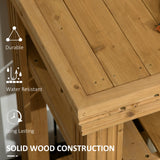 Outdoor Potting Bench Table with Faucet, Hooks and Storage Shelves, Wood Work Bench Workstation