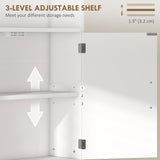 Over The Toilet Storage Cabinet, Freestanding 4-Tier Bathroom Organizer with Adjustable Shelf and 2 Doors