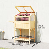 Lit de jardin surélevé avec châssis froid, boîte de plantation surélevée en bois avec table latérale pliante et tablette