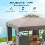 10 x 10 FT Canopy Gazebo, Double Roof Patio Gazebo with Screen Panels and Metal Frame for Deck