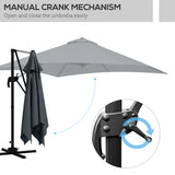 10x10ft Cantilever Umbrella Rotatable Square Market Parasol, 4 Adjustable Angle for Outdoor Backyard Patio Dark